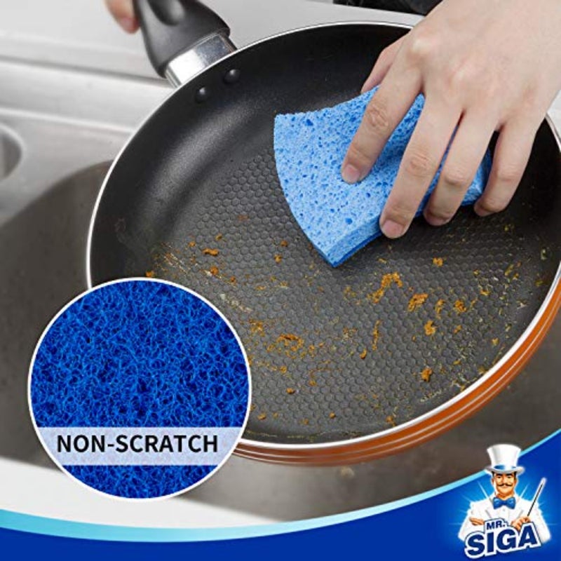 Non-Scratch Cellulose Scrub Sponge, Dual-Sided Dishwashing Sponge for Kitchen, 12 Pack - Image 3