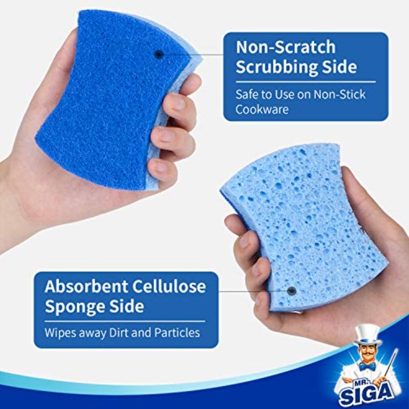 Non-Scratch Cellulose Scrub Sponge, Dual-Sided Dishwashing Sponge for Kitchen, 12 Pack - Image 4