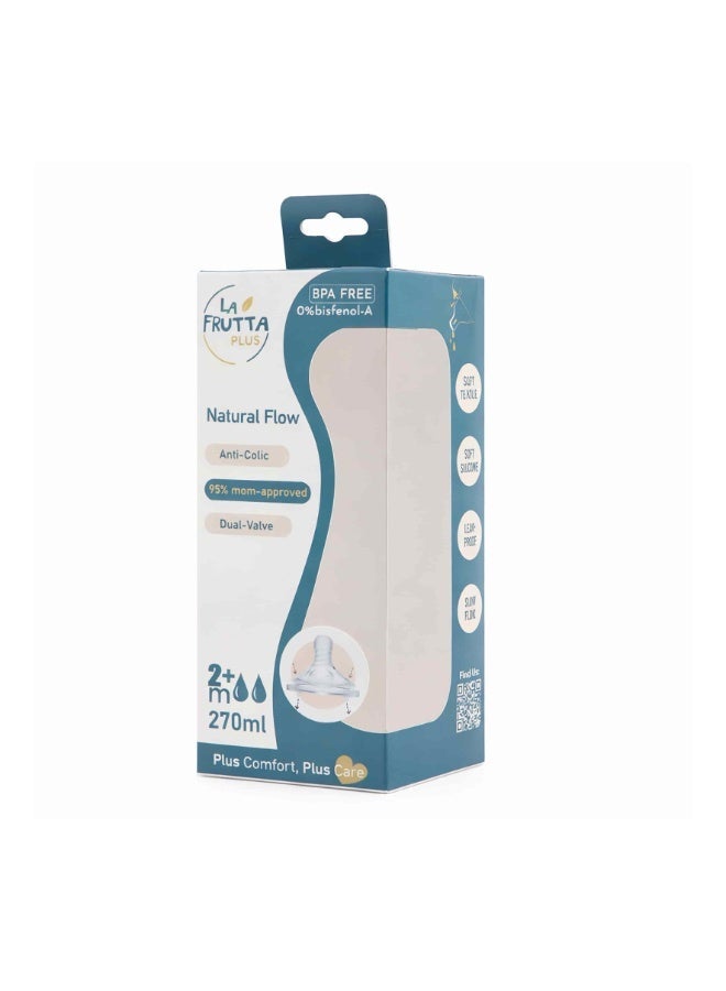 La Frutta Natural Flow Baby Bottle Anti-Colic, 0+ Months Baby Blue, 270ml - Image 2