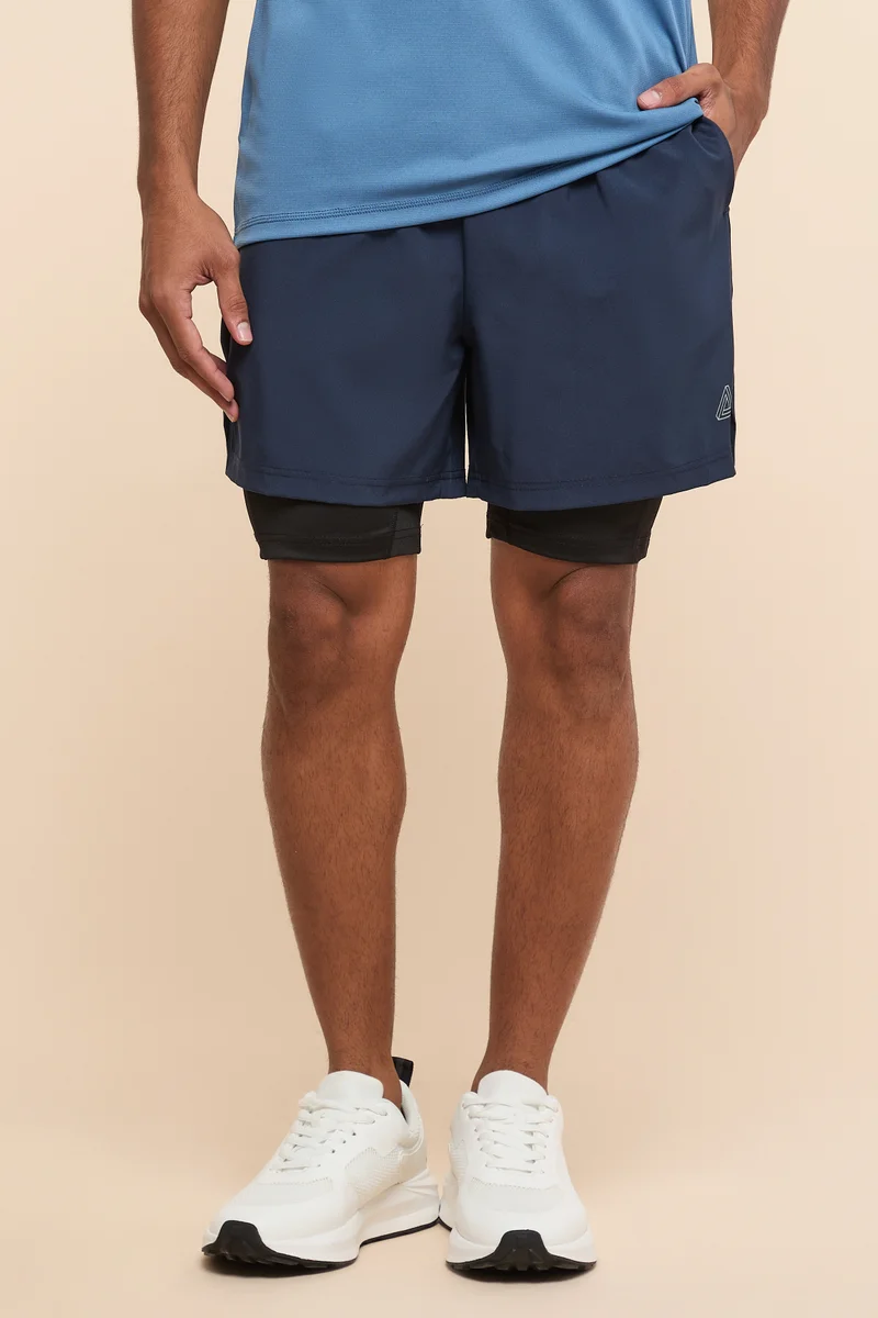 R&B Layered Active Shorts with Drawstring Waist