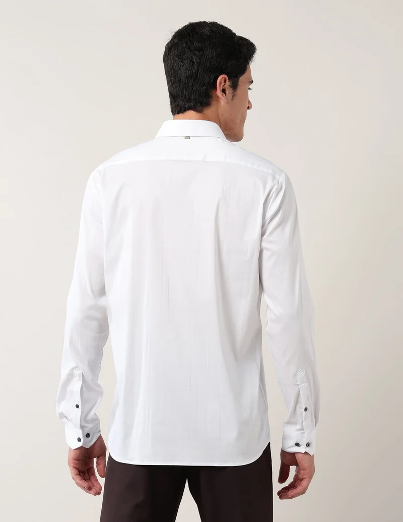 Arrow White Textured Manhattan Slim Fit Shirt for Men | Best Price UAE
