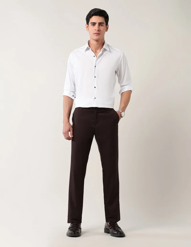Arrow White Textured Manhattan Slim Fit Shirt for Men | Best Price UAE