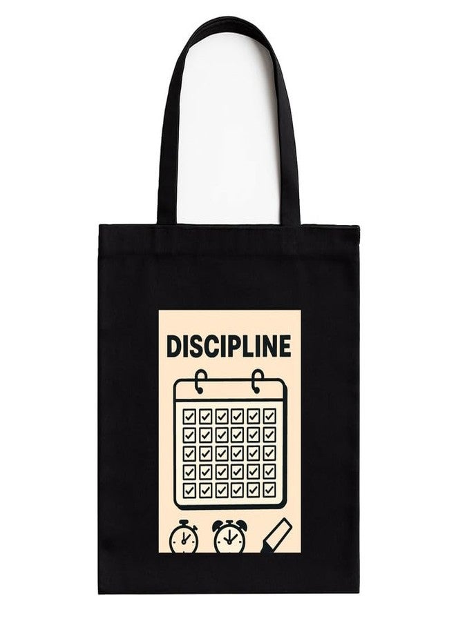 Megrok "Discipline Over Motivation Hustle Tote ? 16x14 Inch with Front A4 Pocket | Zipper Secure, Durable & Spacious for Daily Use - Image 1