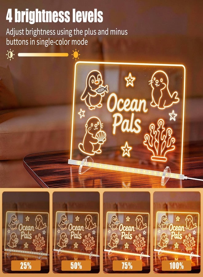 EKSPRINT LED Note Board with 8 Colors 6 Modes -13.7"X10" Acrylic Dry Erase Board, Led Drawing Board Includes Adapter, 14 Markers, Tracing Paper, Sketching Gifts for Kids/Girls/Teens - Image 4