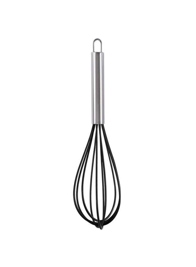 Manual Stainless Steel Silicone Egg Beater Cake Cream Whisk Handheld Mixer Baking Tool Stirring Tool Kitchen Utensils-Color:12 Inch Black - Image 1