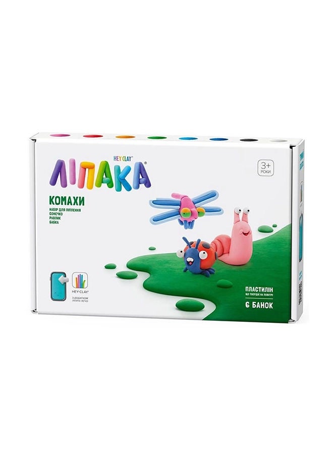 HEY CLAY DIY Bugs: Snail, Dragonfly, Ladybird Plastic Creative Modelling Air-Dry Clay For Kids 6 Cans - Image 2