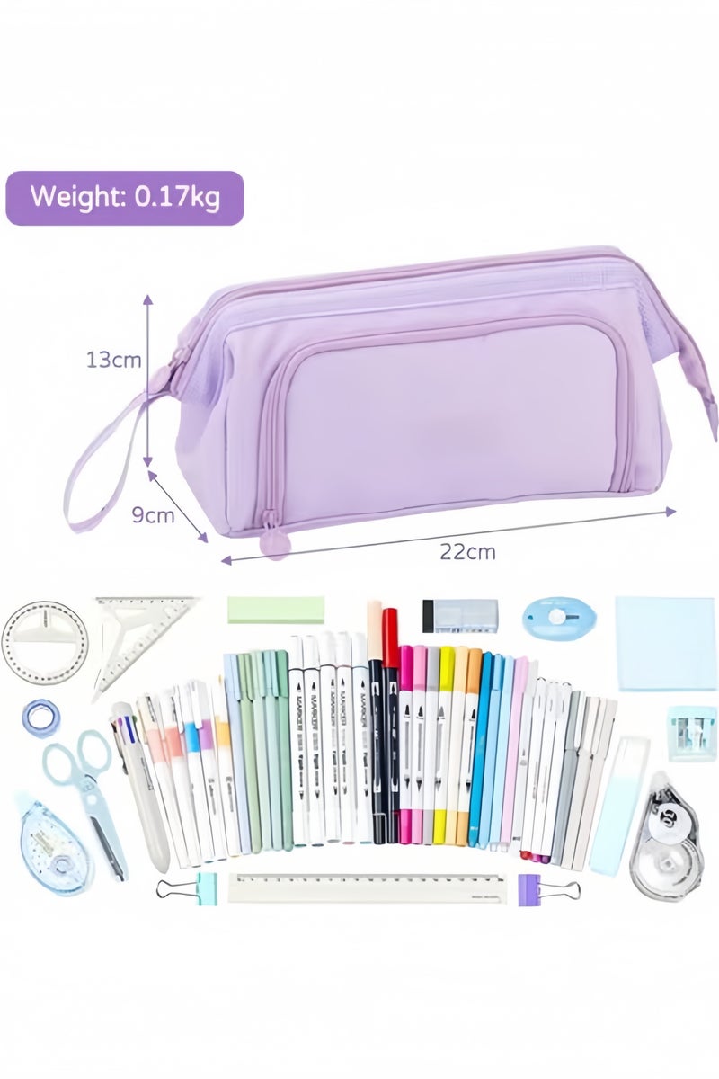 GGEROU Pencil Case For Girls Boys Secondary School, Multi Compartment Pencil Pouch Stationery Organizer,Aesthetic Pencil Bag Purple - Image 2