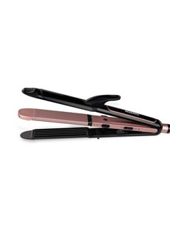 AGARO Hs1119 3In1 Hair Styler Straightner Crimper Curler For Women Variable Style Settings Keratin Infused Ceramic Coated Plate Colour Black & Rose Gold  - Image 1