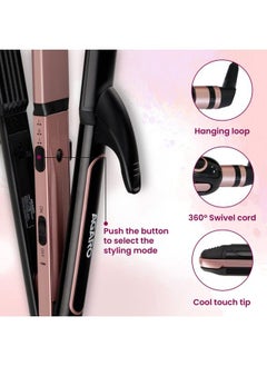 AGARO Hs1119 3In1 Hair Styler Straightner Crimper Curler For Women Variable Style Settings Keratin Infused Ceramic Coated Plate Colour Black & Rose Gold  - Image 5