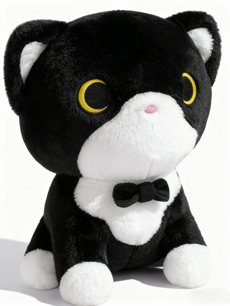 LSYDCARM Tuxedo Cat Plush Toy Black and White Cat Stuffed Animal with Bow Tie Anime Plushies for Girls and Boys Cute Soft Stuffed Cat Plushie Toys for Kids Birthday Party - Image 2