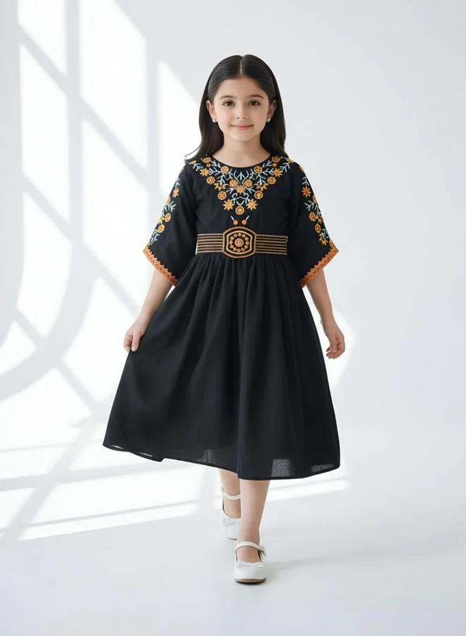 Bella Moda Cotton Woven Embroidered Dress
