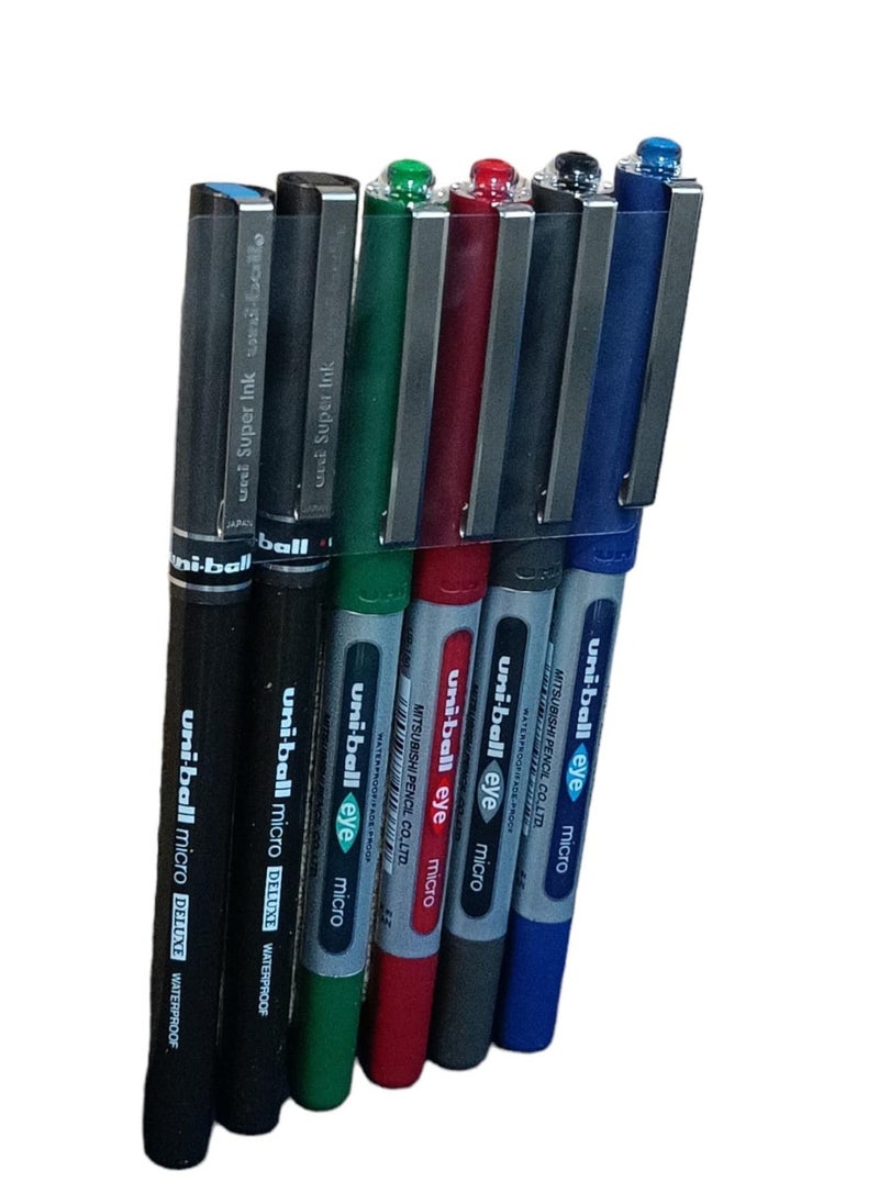 Uniball 6-Piece Liquid Ink Pen Set Multicolour  - Image 3
