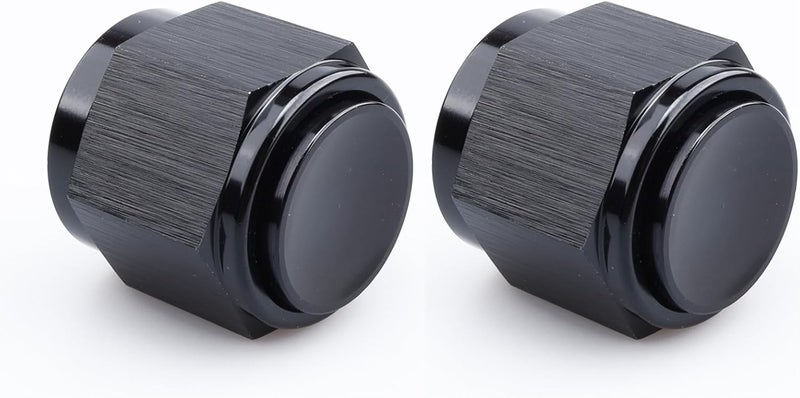 AC PERFORMANCE -12 AN Female Flare Cap Port Plug Block Fitting Adapter Aluminum Black, Pack of 2 - Image 2