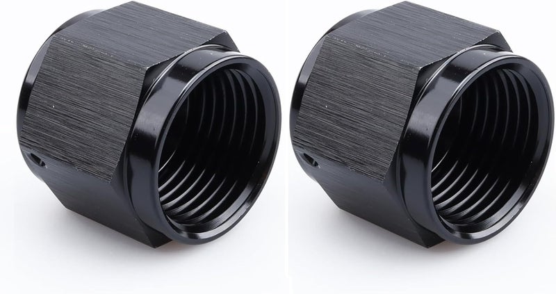 AC PERFORMANCE -12 AN Female Flare Cap Port Plug Block Fitting Adapter Aluminum Black, Pack of 2 - Image 1