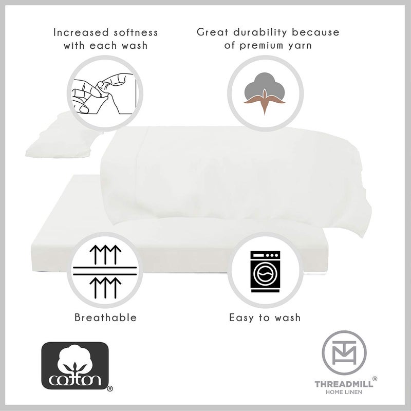 Threadmill - Twin Sheets Sets Soft 100% Cotton Cooling Sheets Deep Pocket Snug Fit Elastic  500 Thread Count  3-Pc  Hotel Quality Bed Sheets  Beats Egyptian Cotton Claim (Pure White) - Image 5