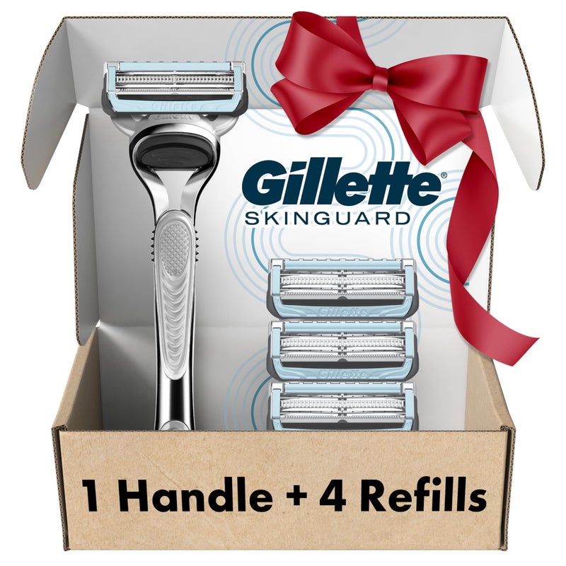 Gillette SkinGuard Razors, 1 Gillette Razor, 4 Razor Blade Refills, Designed for Men with Skin Irritation, Razor Bumps, and Sensitive Skin - Image 1