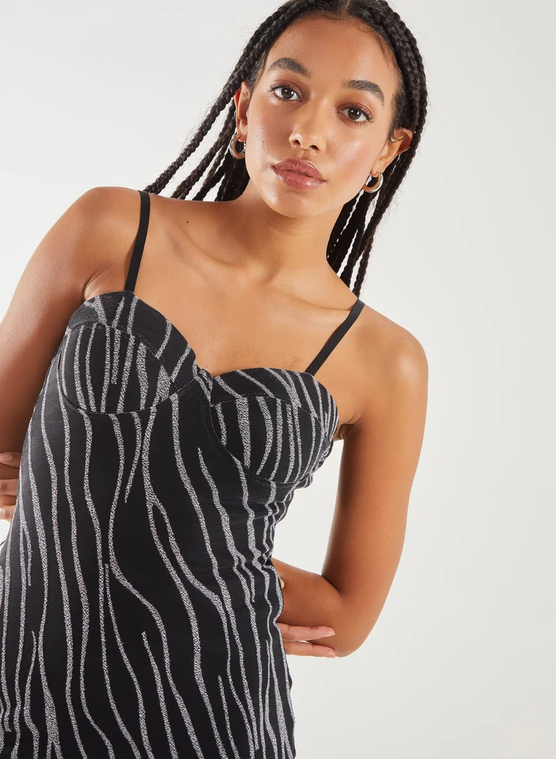 Pink Vanilla  Glitter Zebra Bodycon Dress for Women | Best Price UAE