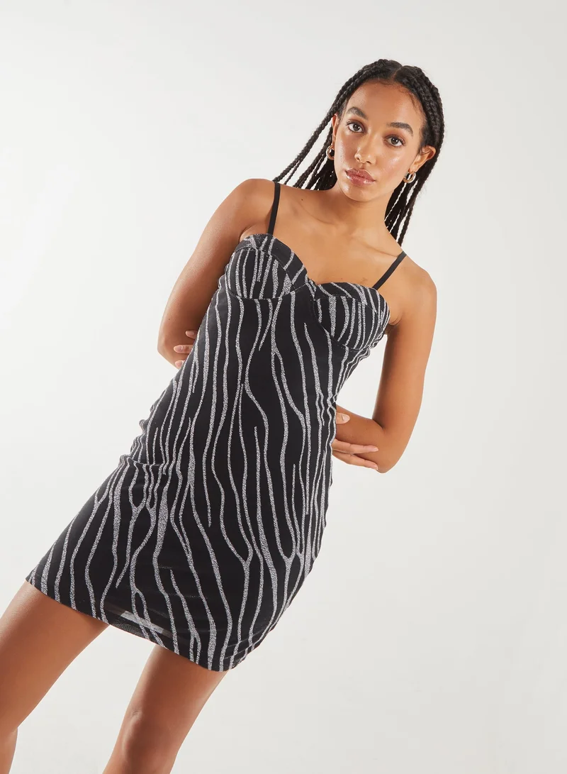 Pink Vanilla  Glitter Zebra Bodycon Dress for Women | Best Price UAE