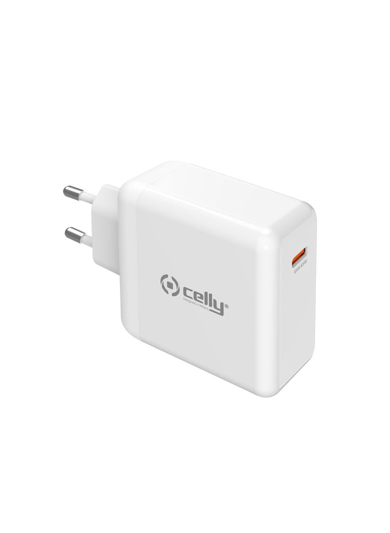 Celly TC1C65WGAN - USB-C Wall Charger GaN 65W [PRO POWER] - Image 1