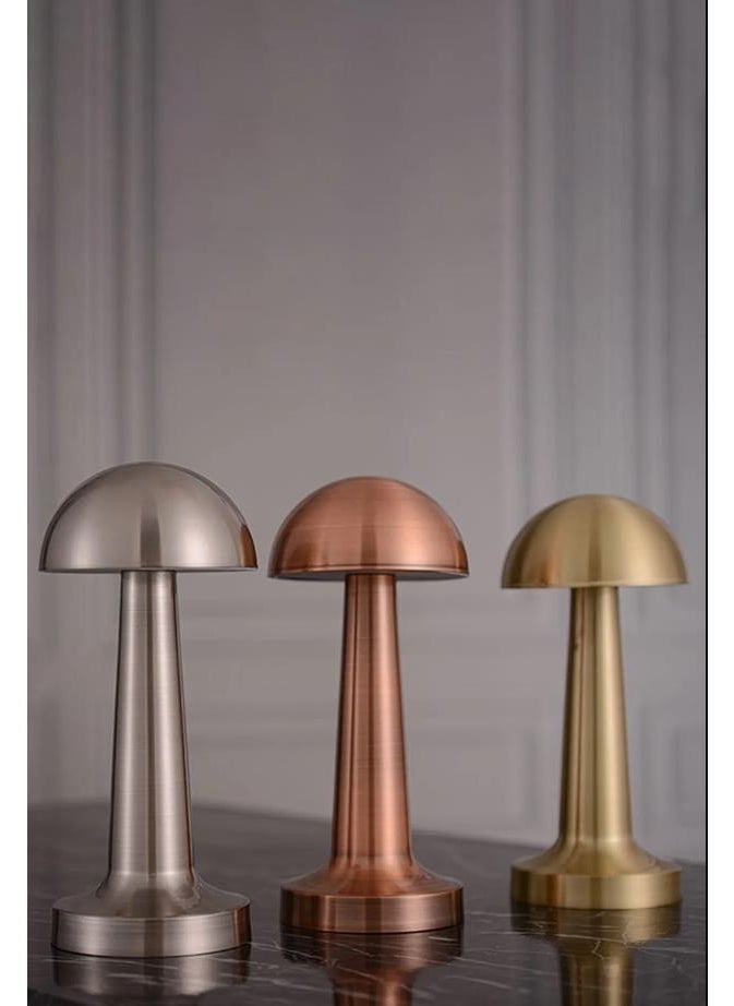 MiniHome - Mushroom Model Rechargeable Retro Table Lamp with Dimmer Silver - Image 1