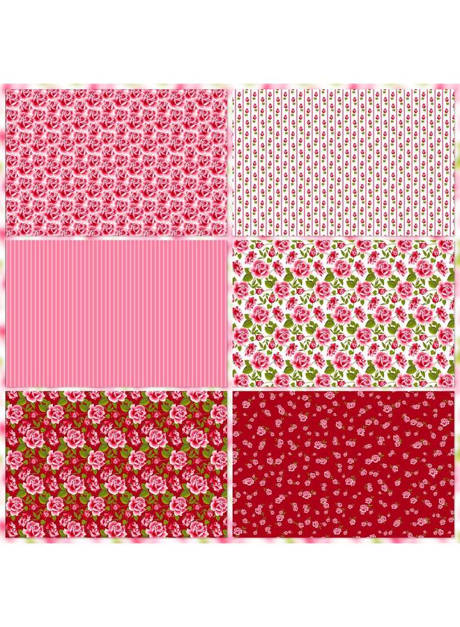Bluejw 12 Sheets/pack Pink Flower DIY Photo Album Clip Book Hand Account Background Paper Card Hand Account Valentine's Day Material Paper - Image 3