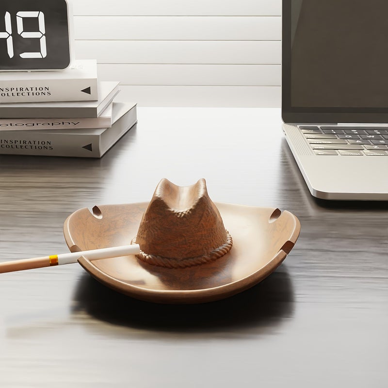 Western Cowboy Hat Shaped Ashtray Unique Style M1 Decorative for Office Home Outdoor - Image 2