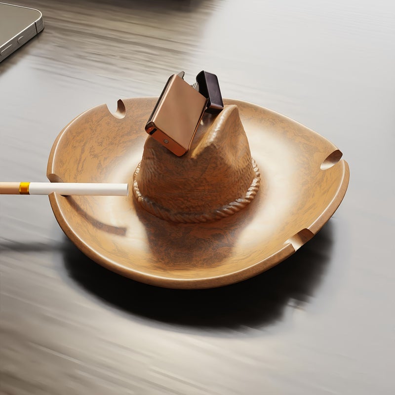 Western Cowboy Hat Shaped Ashtray Unique Style M1 Decorative for Office Home Outdoor - Image 1