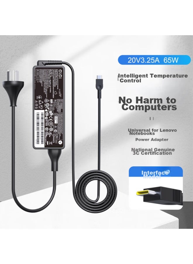 Elei Lenovo E480 E485 E580 E585 S2 Yoga Laptop 20v 3.25a/15v 5v 9v 3a Thunderbolt Usb-c Power Adapter Cable Type-c Charger - Image 1