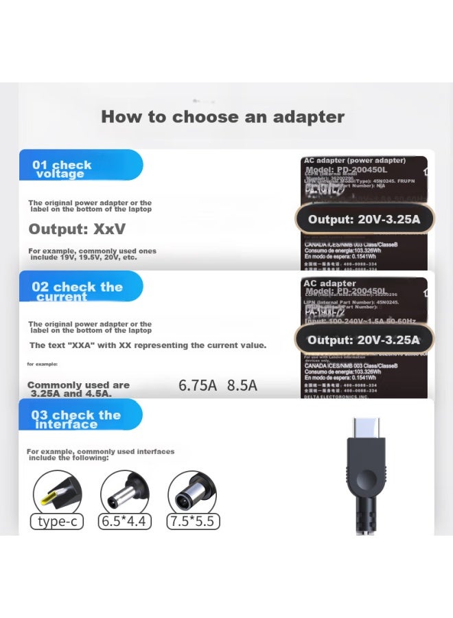 Elei Lenovo E480 E485 E580 E585 S2 Yoga Laptop 20v 3.25a/15v 5v 9v 3a Thunderbolt Usb-c Power Adapter Cable Type-c Charger - Image 3