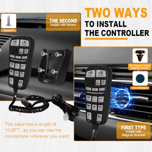 LRTER Emergency Police Siren 200W Multi-Tones PA System Slim Speaker Sirens with Handheld Controller & Mic Microphone Warning Electronic Alarm Horn Kit for Tow Truck Car Vehicles Pickup UTV ATV POV RV - Image 4