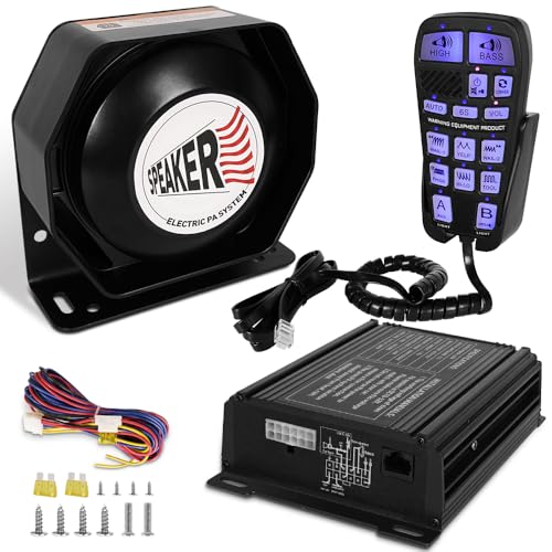 LRTER Emergency Police Siren 200W Multi-Tones PA System Slim Speaker Sirens with Handheld Controller & Mic Microphone Warning Electronic Alarm Horn Kit for Tow Truck Car Vehicles Pickup UTV ATV POV RV - Image 1
