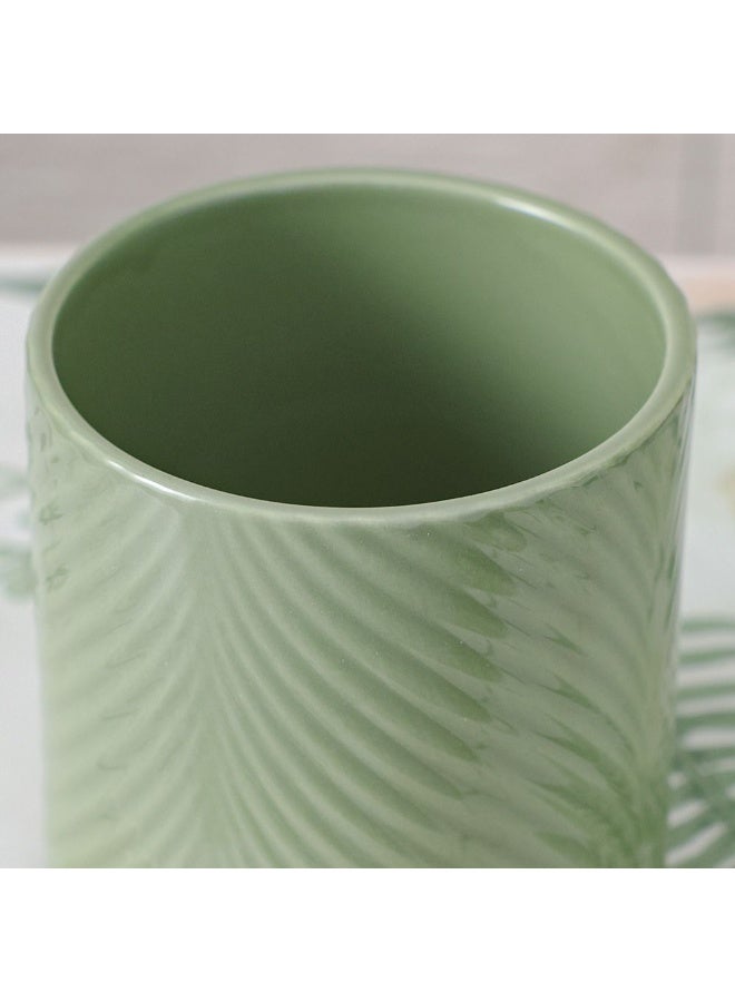 DANUBE HOME Ceramic Leaf Pot, Small Indoor Flower Planter, Decorative Modern Plant Pot For Home Or Office, Durable Stylish Design 13×13×13 Cm  – Green - Image 2