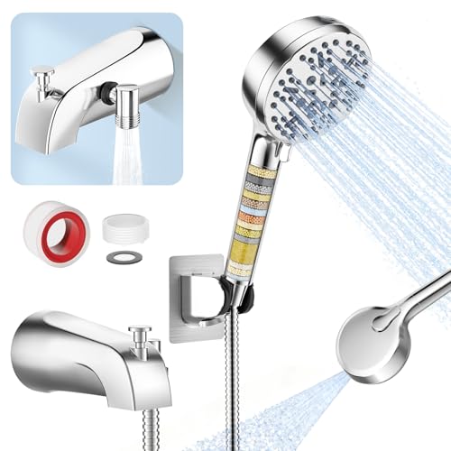 Teviora Bathtub Faucet with Filtered Handheld Shower Head, 6 Spray Modes from Rain to Powder, Tub Spout with Diverter,79" Extra Long Hose, High Pressure Bath Tub Faucet with Sprayer Attachment(Chrome) - Image 1