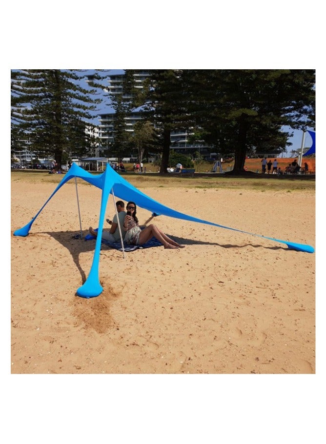 Generic Portable Beach Tent Sun Shelter UPF 50+ Sunshade with Sand Anchors 2 Foldable Metal Poles Anti-Wind Canopy for Camping, Fishing, Picnics, Backyard  - Image 5