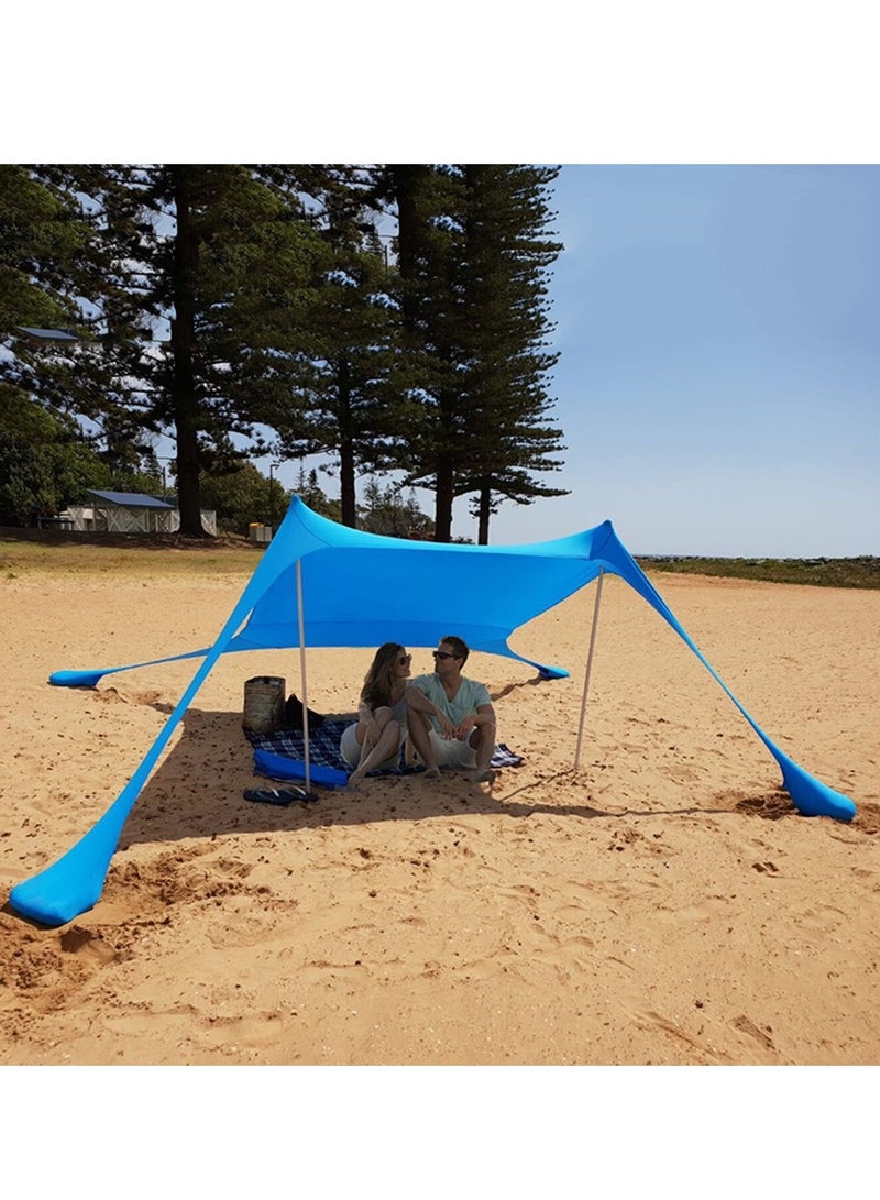 Generic Portable Beach Tent Sun Shelter UPF 50+ Sunshade with Sand Anchors 2 Foldable Metal Poles Anti-Wind Canopy for Camping, Fishing, Picnics, Backyard  - Image 4