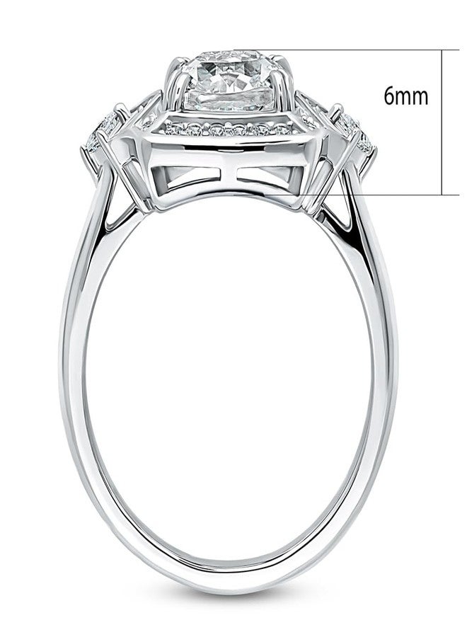 BERRICLE Sterling Silver Halo Cushion Cut Cubic Zirconia CZ Statement Arrow Fashion Ring for Women, Rhodium Plated Size 8 - Image 4