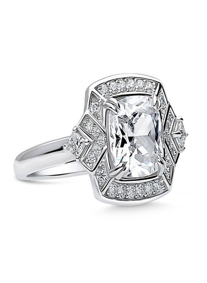 BERRICLE Sterling Silver Halo Cushion Cut Cubic Zirconia CZ Statement Arrow Fashion Ring for Women, Rhodium Plated Size 8 - Image 5
