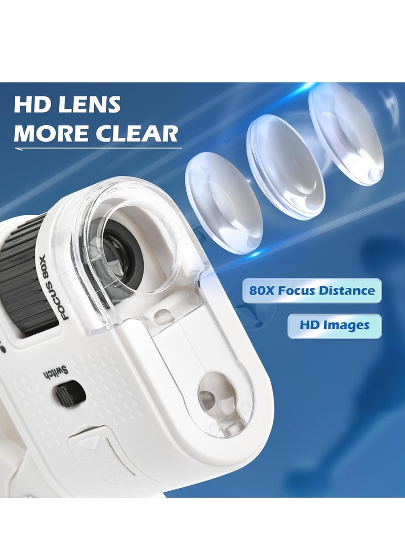 Pocket Microscope for Kids, 80x Zoom LED Lighted Portable Handheld Microscope, for Student Science Lab, STEM Educational u0026 Exploring - Image 2