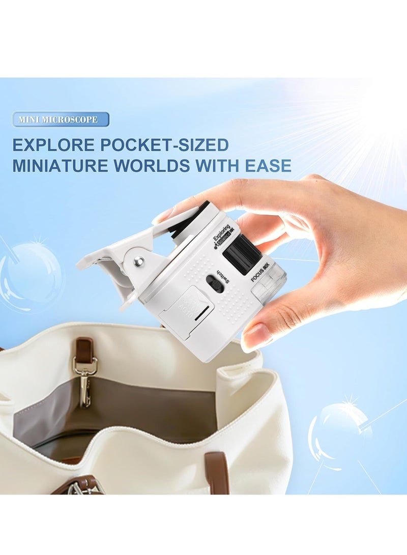 Pocket Microscope for Kids, 80x Zoom LED Lighted Portable Handheld Microscope, for Student Science Lab, STEM Educational u0026 Exploring - Image 3