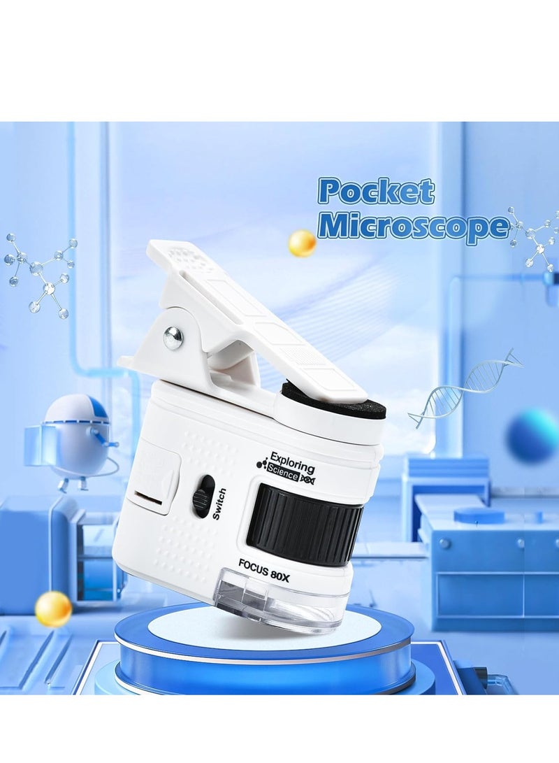 Pocket Microscope for Kids, 80x Zoom LED Lighted Portable Handheld Microscope, for Student Science Lab, STEM Educational u0026 Exploring - Image 5
