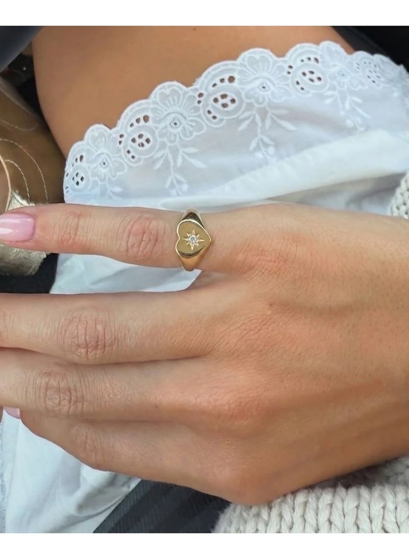 Heart Starburst Pinky Ring (Gold Plated)