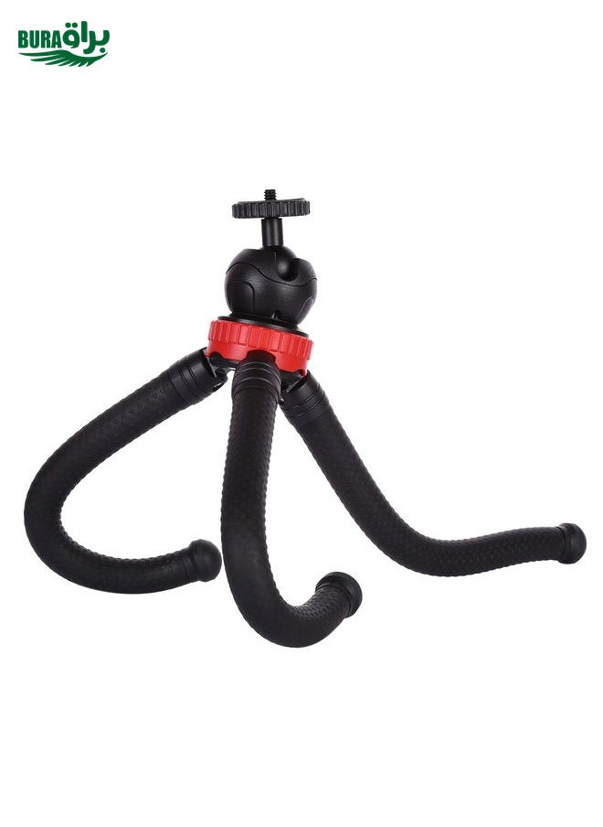 BURAQ - MZ305 Mini Octopus Flexible Tripod Holder with Ball Head for SLR Cameras, GoPro HERO10 Black / HERO9 Black / HERO8 Black /7 /6 /5 /5 Session /4 Session /4 /3+ /3 /2 /1, DJI Osmo Action, Xiaoyi and Other Action Cameras, Cellphone, Size:30cmx5cm - Image 1