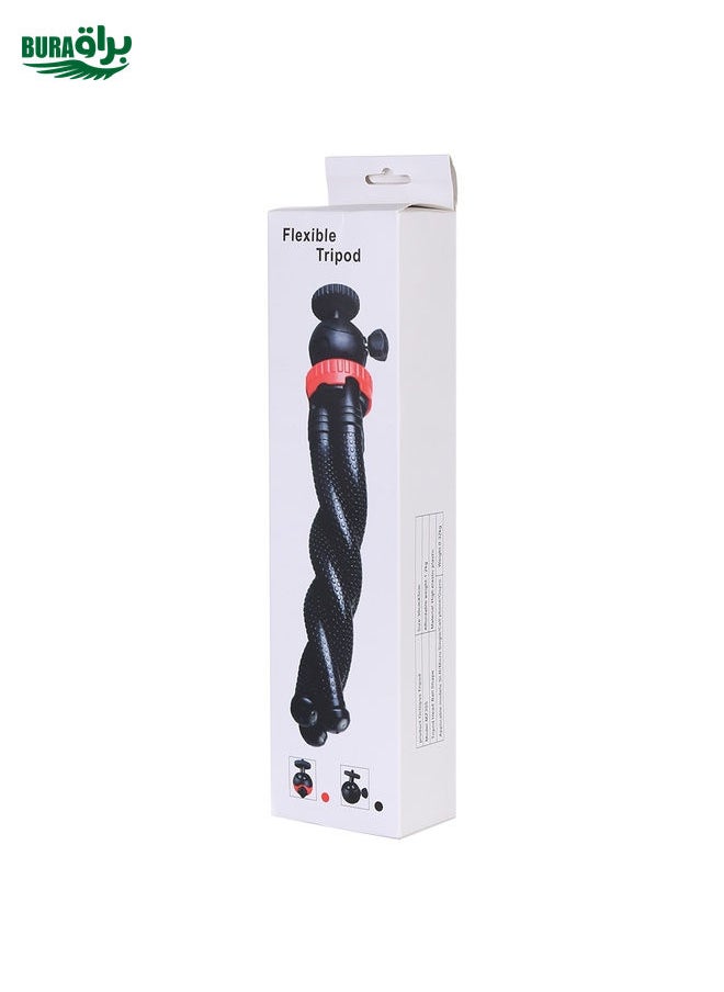 BURAQ - MZ305 Mini Octopus Flexible Tripod Holder with Ball Head for SLR Cameras, GoPro HERO10 Black / HERO9 Black / HERO8 Black /7 /6 /5 /5 Session /4 Session /4 /3+ /3 /2 /1, DJI Osmo Action, Xiaoyi and Other Action Cameras, Cellphone, Size:30cmx5cm - Image 1