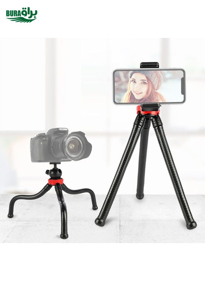 BURAQ - MZ305 Mini Octopus Flexible Tripod Holder with Ball Head for SLR Cameras, GoPro HERO10 Black / HERO9 Black / HERO8 Black /7 /6 /5 /5 Session /4 Session /4 /3+ /3 /2 /1, DJI Osmo Action, Xiaoyi and Other Action Cameras, Cellphone, Size:30cmx5cm - Image 1