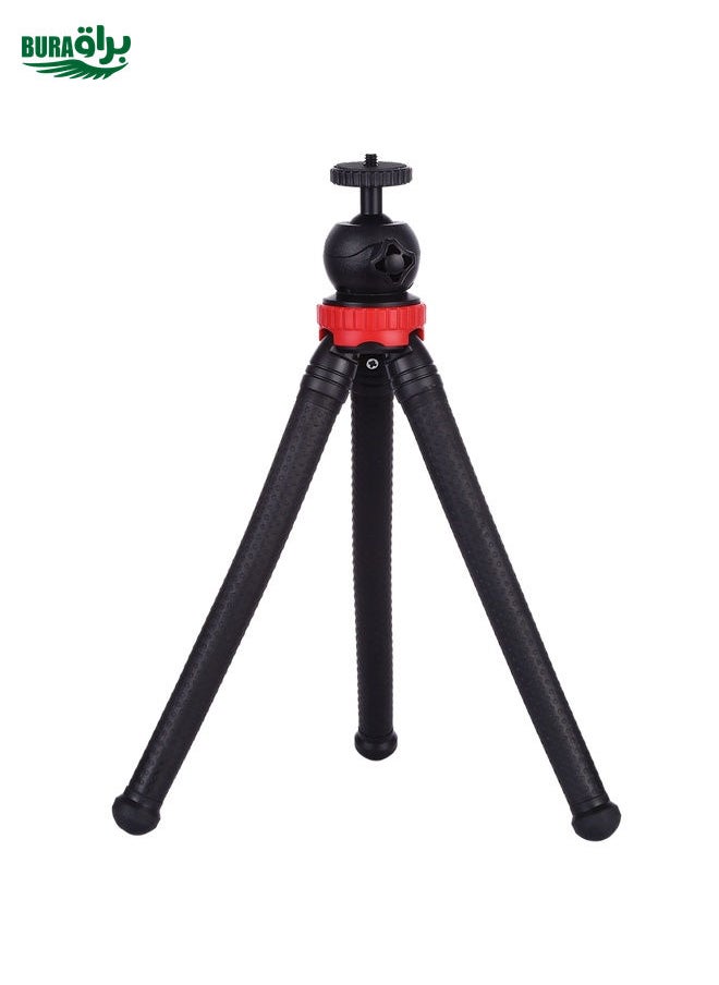 BURAQ - MZ305 Mini Octopus Flexible Tripod Holder with Ball Head for SLR Cameras, GoPro HERO10 Black / HERO9 Black / HERO8 Black /7 /6 /5 /5 Session /4 Session /4 /3+ /3 /2 /1, DJI Osmo Action, Xiaoyi and Other Action Cameras, Cellphone, Size:30cmx5cm - Image 1