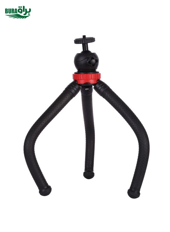BURAQ - MZ305 Mini Octopus Flexible Tripod Holder with Ball Head for SLR Cameras, GoPro HERO10 Black / HERO9 Black / HERO8 Black /7 /6 /5 /5 Session /4 Session /4 /3+ /3 /2 /1, DJI Osmo Action, Xiaoyi and Other Action Cameras, Cellphone, Size:30cmx5cm - Image 1