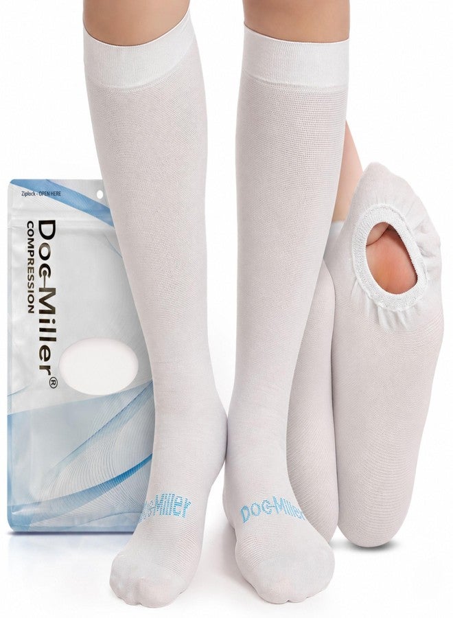 Doc Miller TED Hose Stockings Anti Embolism Knee High for Women & Men,15-20mmhg Graduated Compression Socks, Hospital Style Surgical Stockings, Support Hose with Inspection Hole, Large Size, 1 Pair - Image 1