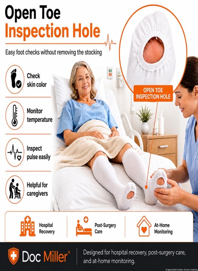 Doc Miller TED Hose Stockings Anti Embolism Knee High for Women & Men,15-20mmhg Graduated Compression Socks, Hospital Style Surgical Stockings, Support Hose with Inspection Hole, Large Size, 1 Pair - Image 5