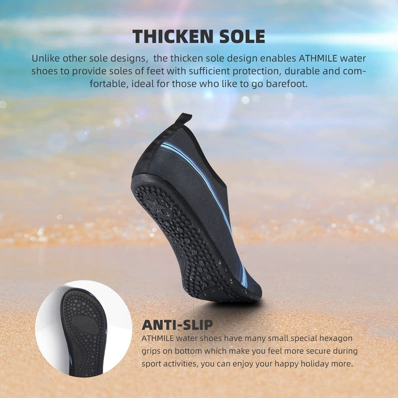 ATHMILE Water Shoes Women Men Barefoot Aqua Socks Quick-Dry for Beach Swim Pool Yoga Camping Cruise Surf Sport - Image 4
