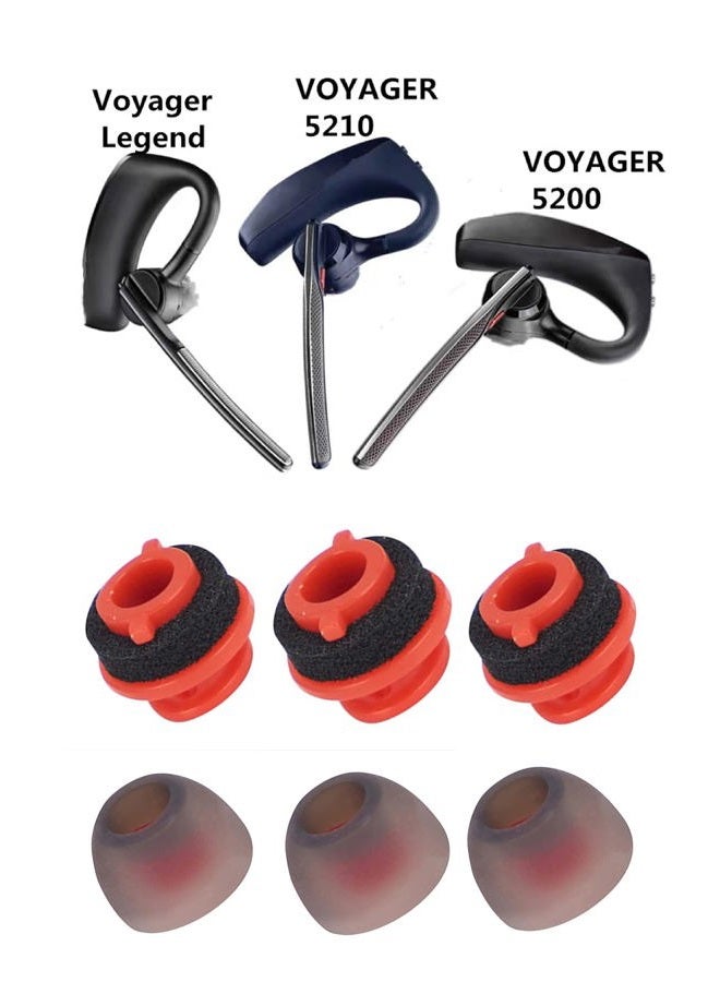 Wiki VALLEY 3X فوهات Voyager 5200 البديلة، فوهات سيليكون فائقة الراحة لـ Voyager Legend لسماعات بلوتوث Plantronics Ploy Voyager 5200 5220 5210 - حجم متوسط - Image 4